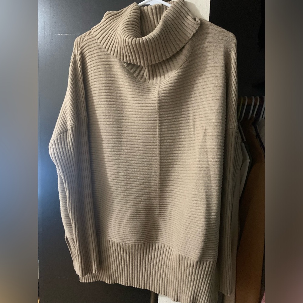 Tan Cowl Neck Sweater, size M